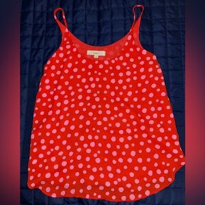 Loft Blouse size Medium red pink polka dots new without tags